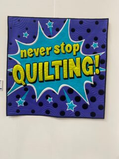 Day one of the Festival of Quilts and it’s been super busy. I’ve taught five workshops so haven’t had any time to look at the quilts or shop! I’ve had fun meeting lots of lovely people. However as I was rushing past, this amazing quilt caught my eye so had to take a quick photo. Such a great message. The maker is noted in the second pic.
#festivalofquilts #quilting